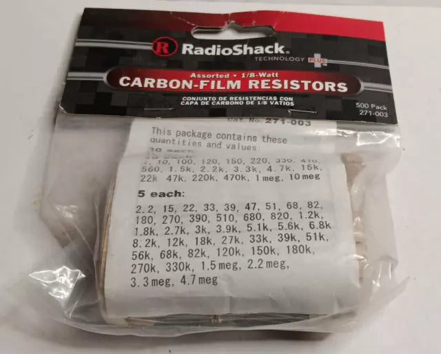 Assorted 1/8 watt Carbon- Film Resistors 500 pack 271-003