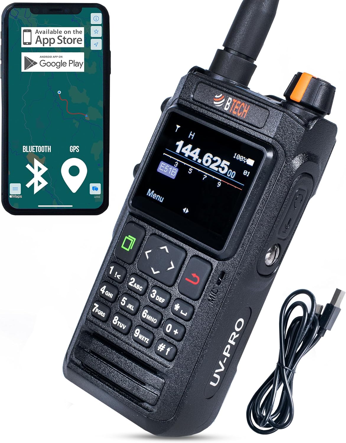 BTECH UV-PRO (UHF / VHF) 5W GPS, Bluetooth, App Programmable Dual Band ...
