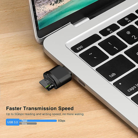 Leizhan USB-C Micro SD Card Reader with Keychain (Black)