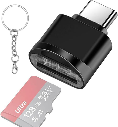 Leizhan USB-C Micro SD Card Reader with Keychain (Black)