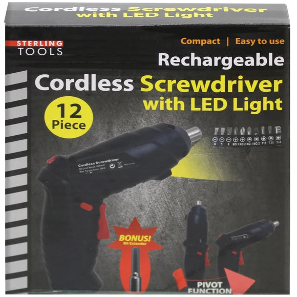Cordless screwdriver with LED light
