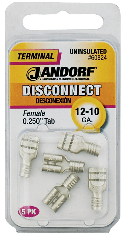 Disconnect Terminal, 12 to 10 AWG Wire, Copper Contact, Tin, 5/PK #60824
