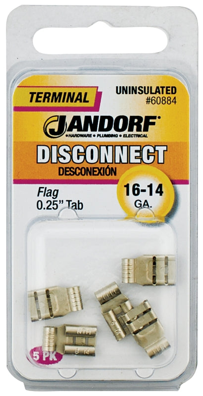 Disconnect Terminal, 16 to 14 AWG Wire, Copper Contact, 5/PK #60884