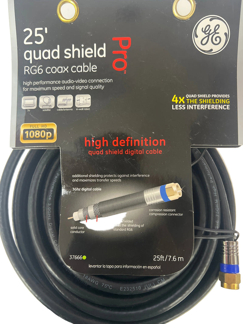 GE 25 ft Quad Shield RG6 Coaxial Cable