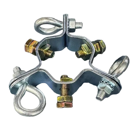 Antenna Down Guy Wire Clamp, 3-Way Guying, Fits Masts up to 2-1/4 inches, Heavy Duty ﻿