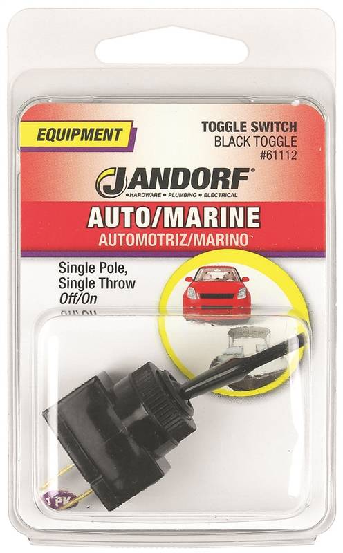 Jandorf 20A 12V DC Toggle Switch – SPST, Tab Terminal, Black #61112