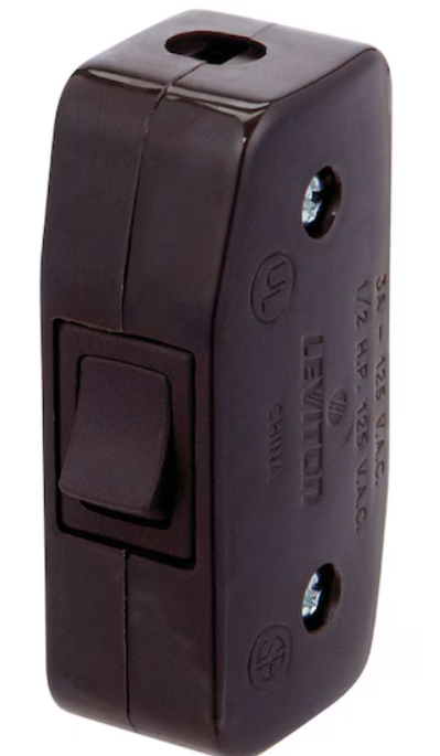 Jandorf 3 amps SPST ON/OFF Feed Through INLINE Switch Brown 1 pk #61210