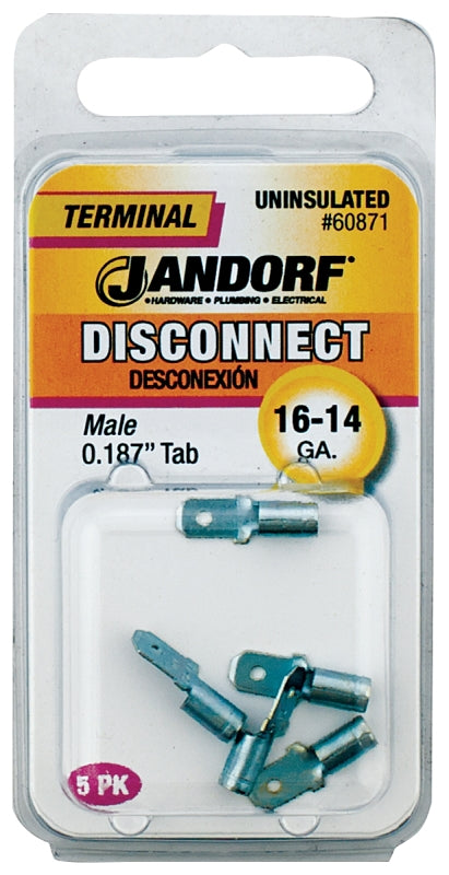 Disconnect Terminal, 16 to 14 AWG Wire, Copper Contact, Tin #60871