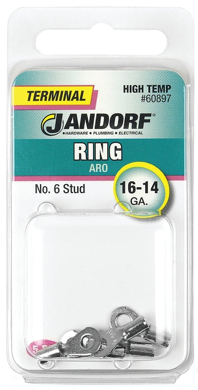 Jandorf Ring Terminal, 16 to 14 AWG Wire, #6 Stud #60897