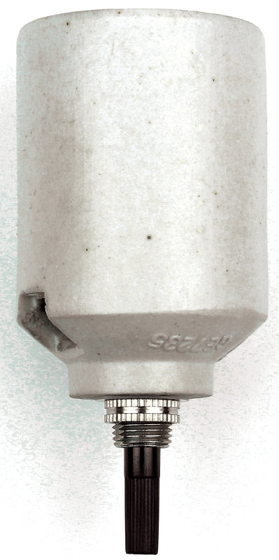Jandorf Bottom Turn Knob Lamp Socket, 250 V, 250 W, Porcelain Housing Material, White #60578