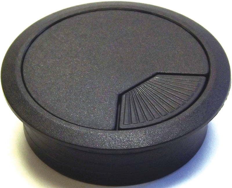 Jandorf Desk Grommet, 2-3/8 in Dia Cable, ABS, Black #61610
