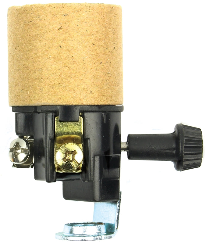 Jandorf On/Off Turn Knob Lamp Socket, 250 V, 250 W, Phenolic Housing Material, Black #60530