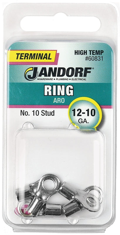 Jandorf Ring Terminal, 12 to 10 AWG Wire, #10 Stud #60831