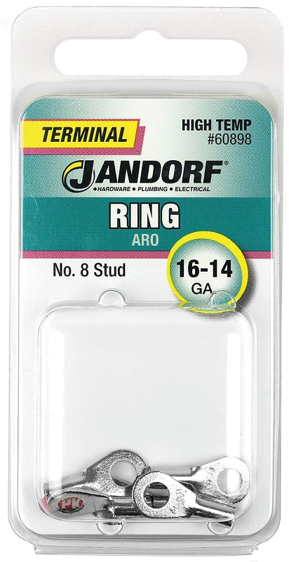 Jandorf Ring Terminal, 16 to 14 AWG Wire, #8 Stud #60898
