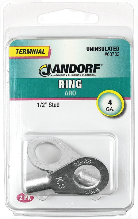Jandorf Ring Terminal, 4 AWG Wire, 1/2 in Stud #60782