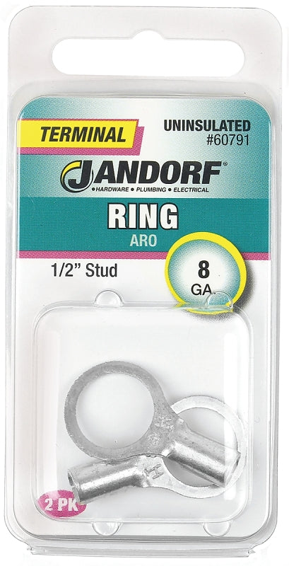 Jandorf Ring Terminal, 8 AWG Wire, 1/2 in Stud #60791