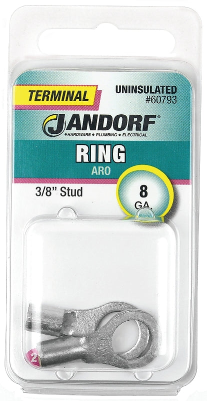 Jandorf Ring Terminal, 8 AWG Wire, 3/8 in Stud #60793
