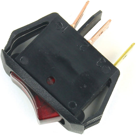 Jandorf Rocker Switch, 10/16 A, 125/250 V, SPST, Tab Terminal, Black/Red #61032