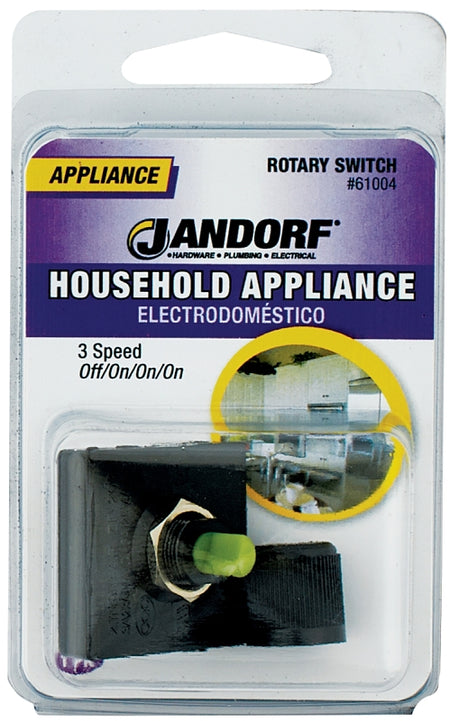 Jandorf Rotary Switch, 3 A, 125 V, TPST, Black #61004