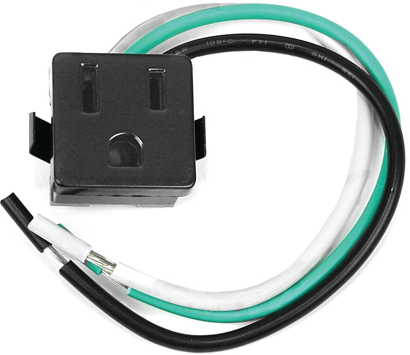 Jandorf Single Receptacle, 3 -Pole, 125 V, 15 A, Black #61016