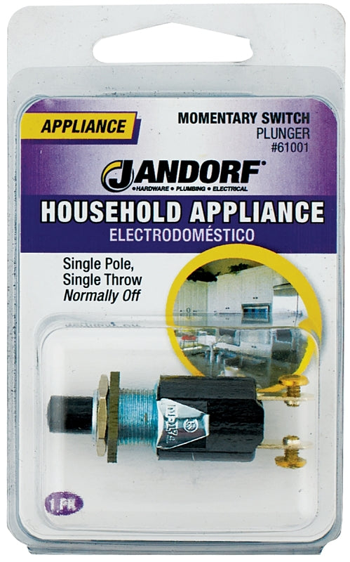 Jandorf Switch, 0.25/0.75 A, 125/250 V, SPST, Screw Terminal, Black/Silver #61001
