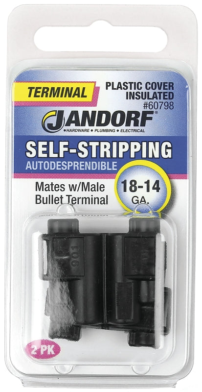 Jandorf Terminal, 18 to 14 AWG Wire, Plastic Insulation, Black #60798