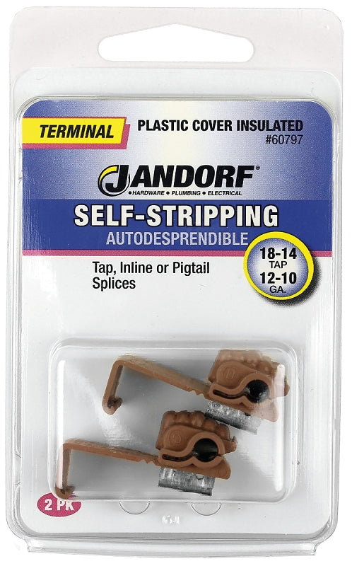 Jandorf Terminal, 18 to 14 AWG Wire, Plastic Insulation, Brown #60797