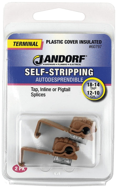 Jandorf Terminal, 18 to 14 AWG Wire, Plastic Insulation, Brown #60797