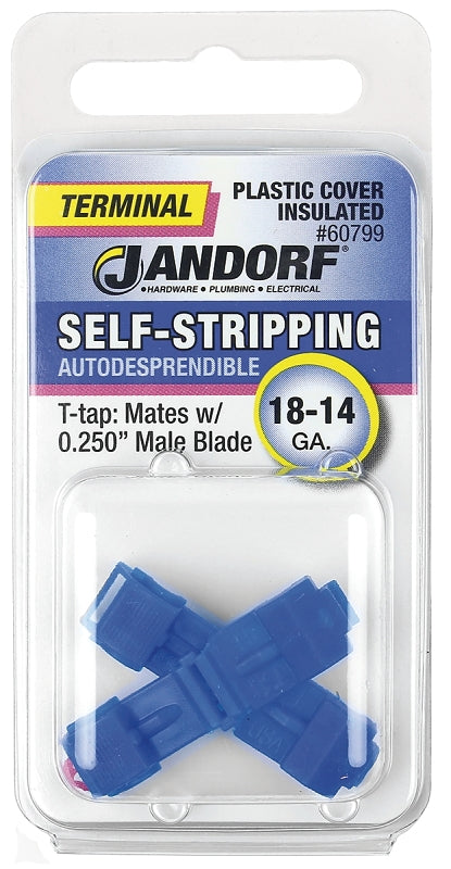 Jandorf Terminal, 18 to 14 AWG Wire, Plastic Insulation, Copper Contact, Blue #60799