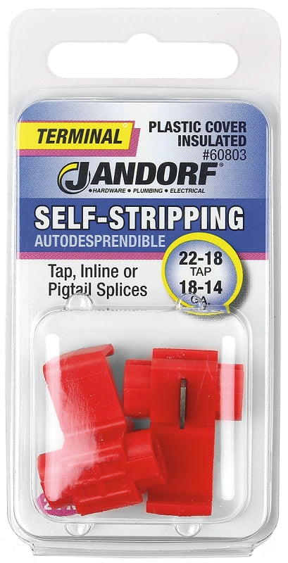 Jandorf Terminal, 22 to 18 AWG Wire, Plastic Insulation, Copper Contact, Red #60803