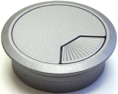 Jandorf Desk Grommet, 2-3/8 in Dia Cable, ABS, Silver #61621