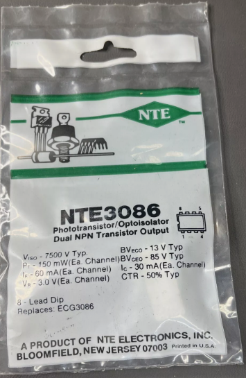 NTE NTE3086 Optoisolatore – Doppia Uscita Transistor NPN, Distributore Autorizzato - Foto 2