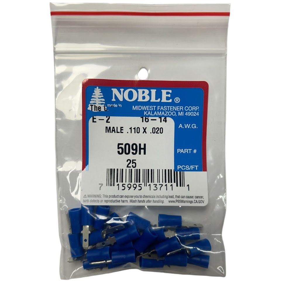 Noble Male Vinyl Disconnect Terminal – .110 Tab, 16-14 GA, 25-Pack #509H
