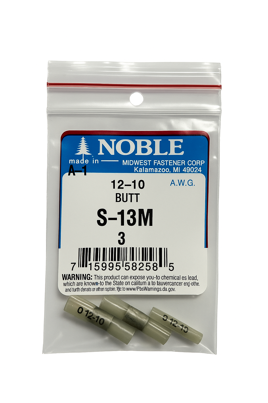 Noble Terminal Butt Splice – Nylon 12–10 GA (3-Pack) #S-13M