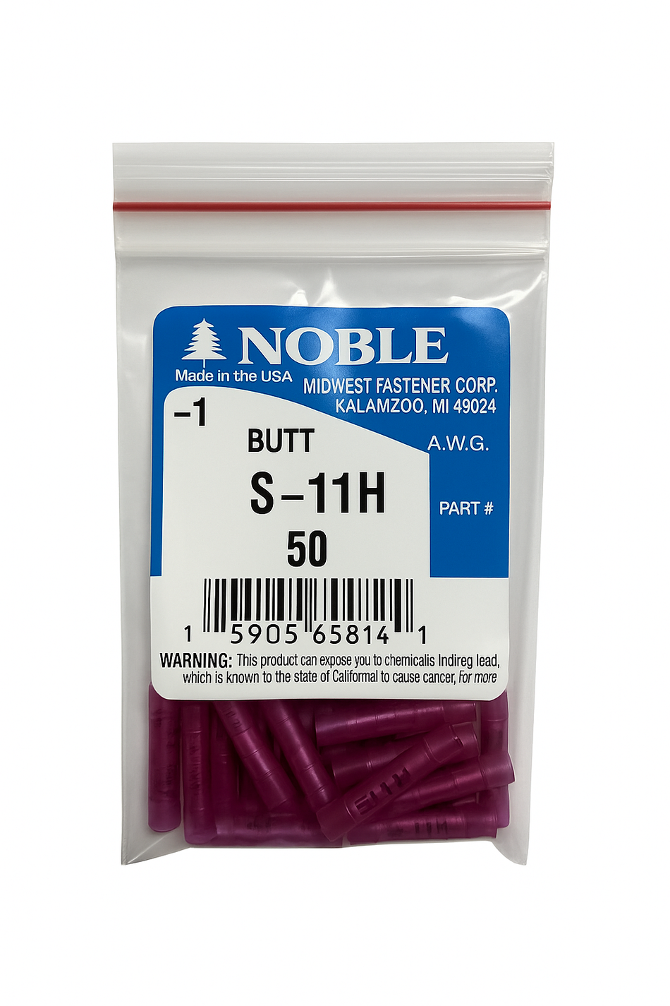 Noble Terminal Butt Splice – Nylon 22–18 GA (50-Pack) #S-11H