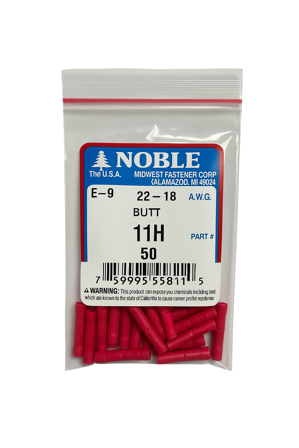 Noble Terminal Butt Splice – Vinyl 22–18 GA (50-Pack) #11H