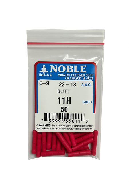 Noble Terminal Butt Splice – Vinyl 22–18 GA (50-Pack) #11H