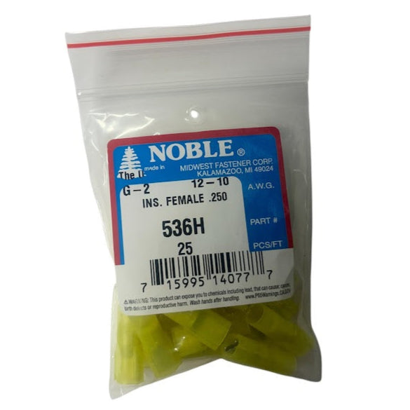 Noble Terminal Disconnect Female Fully-Insulated Nylon – .250 12-10GA (25-Pack) #536H