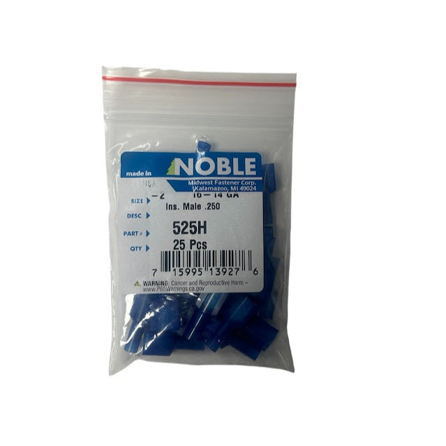 Noble Terminal Disconnect Male Fully-Insulated Nylon – .250 16-14GA (25-Pack) #525H