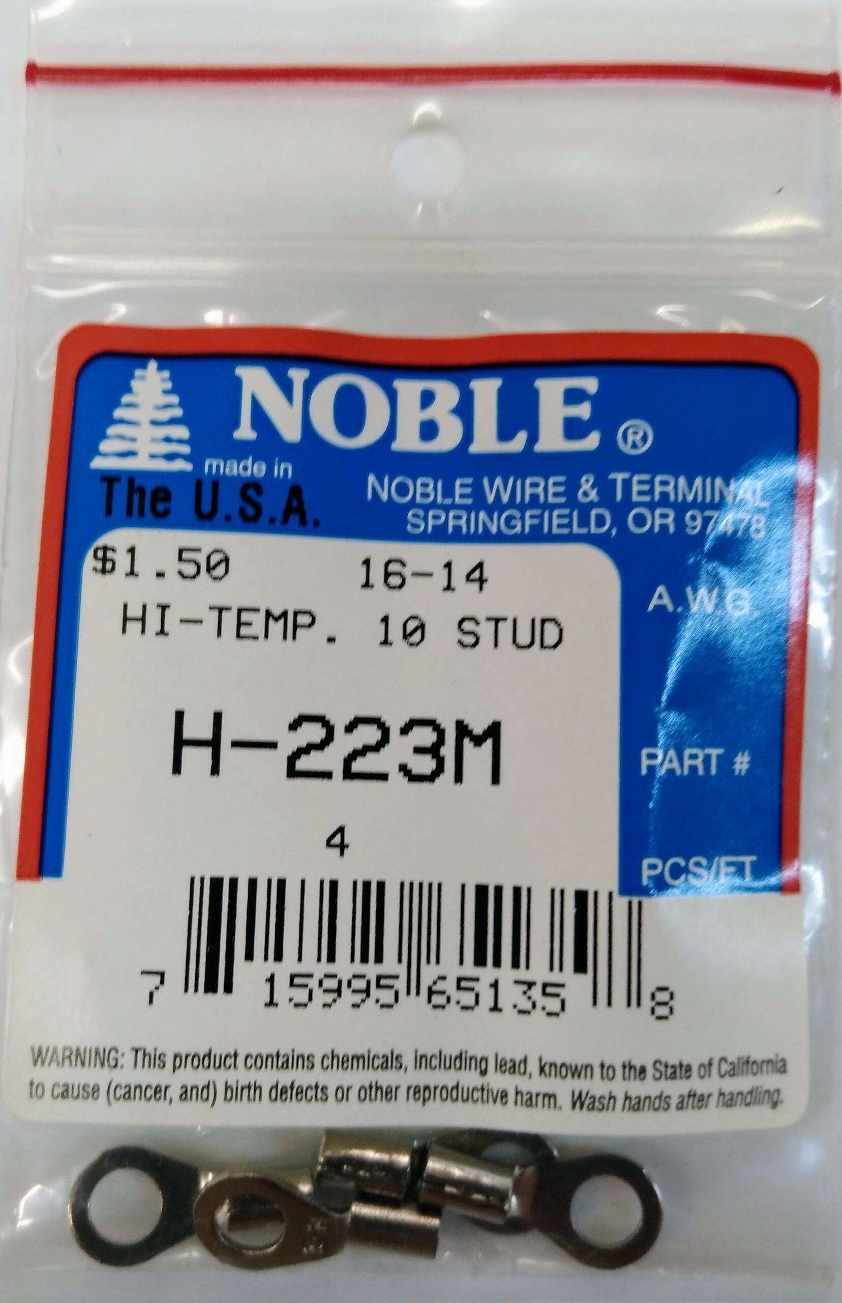 Noble Terminal Ring Hi Temp #10 – 16-14 GA, 4-Pack #H-223M