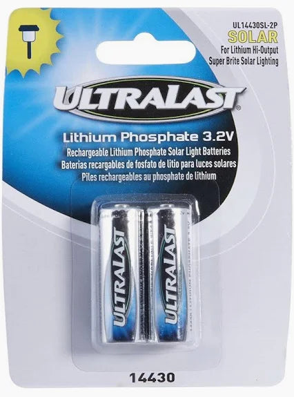Ultralast UL14430SL-2P 14430 Lithium Batteries for Solar Lighting, 2 Pack