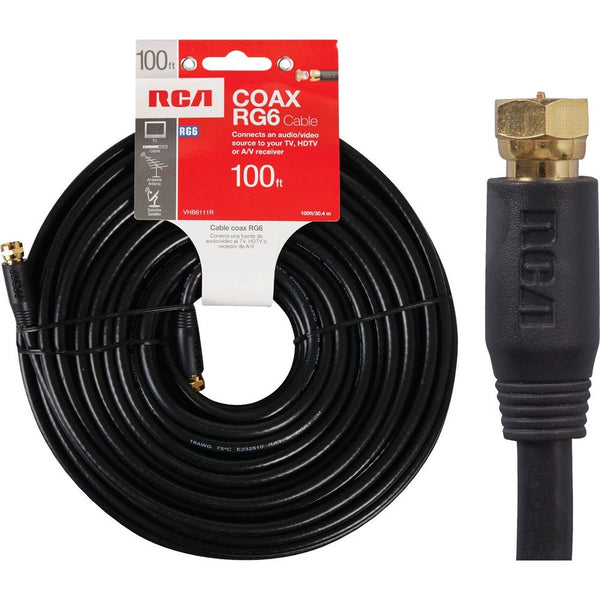 RCA 100 Ft. Black Digital RG6 Coaxial Cable Coaxial Cable VHB6111R VHB6111R 502790