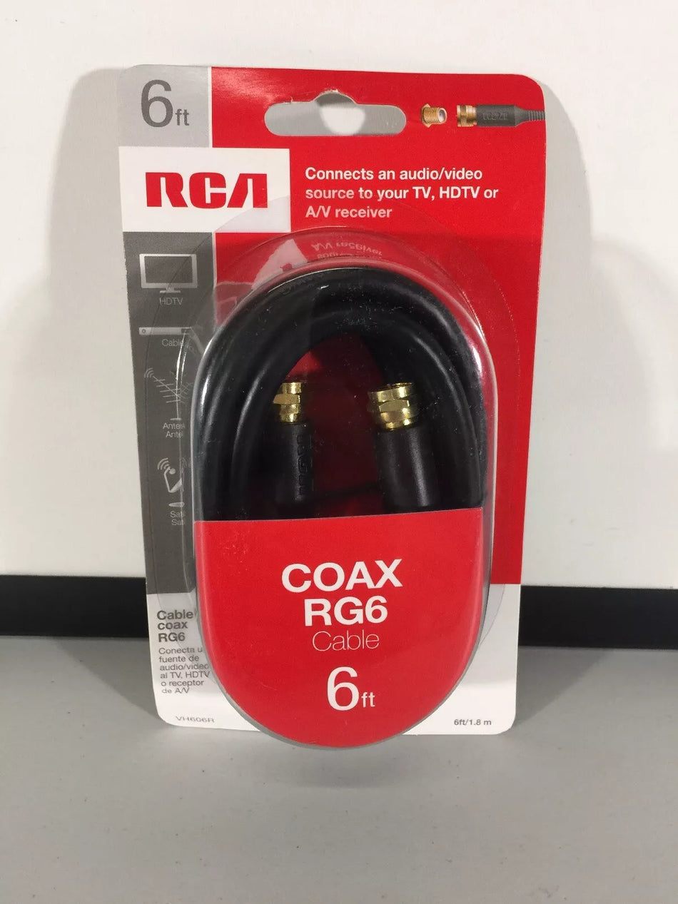 RCA Coax RG6 Black Cable 6 Ft. VH606R