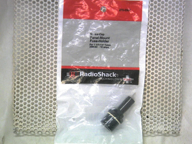 RadioShack 270-0367 Panel-Mount Screw-Cap Fuse Holder – 3AG/AGC 1.25" × 0.25", 250VAC 10A