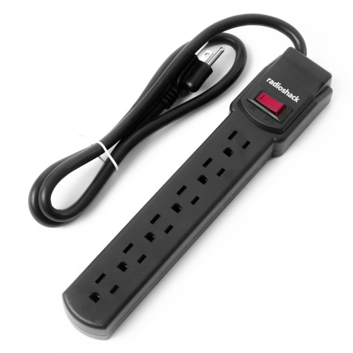 RadioShack 6-Outlet Power Strip 6100815 Black 3' Cord