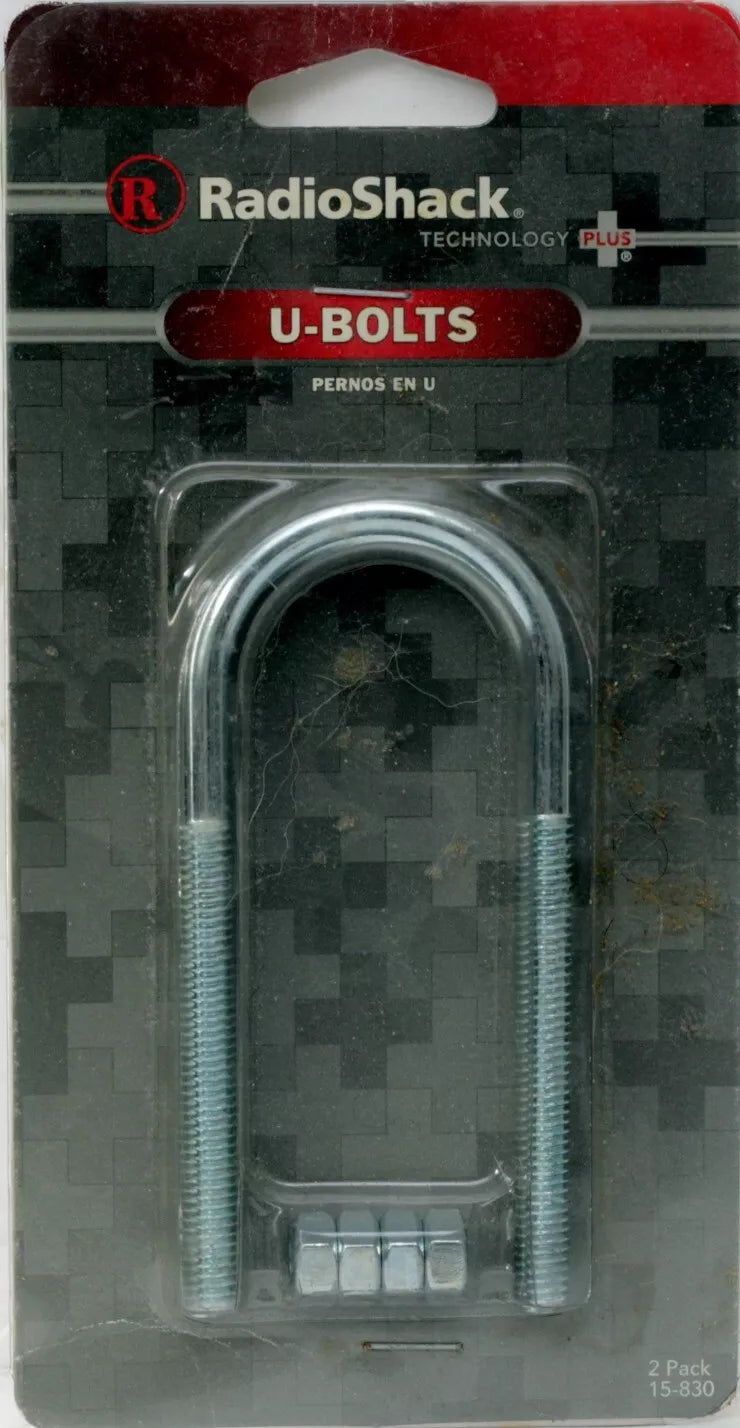 RadioShack U-Bolts with 4 Hex Nuts ~ 2/PK ~ Item No. 15-830