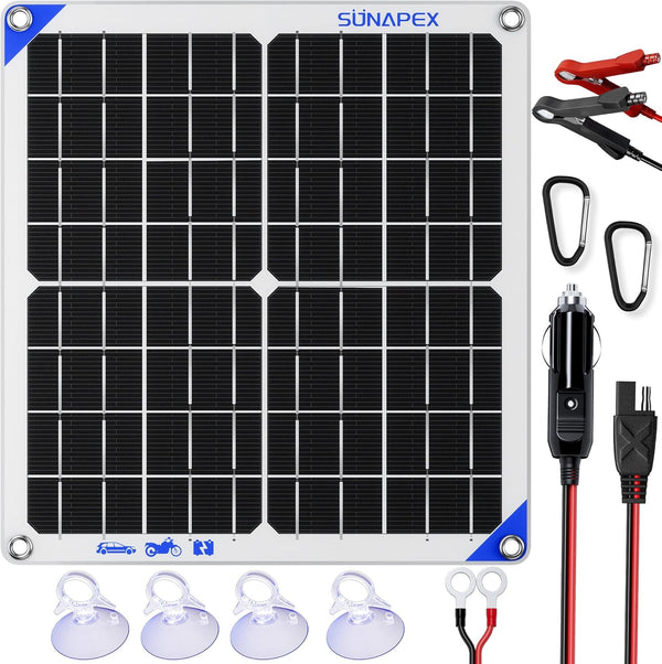SUNAPEX Solar Battery Charger Maintainer, 20W 12V