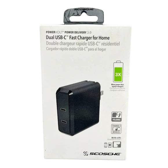 Scosche 36W Dual USB C Fast Charger for Home