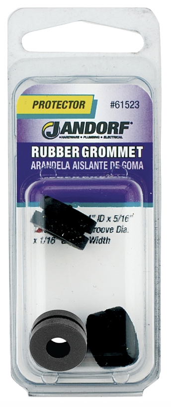 Jandorf 61523 Grommet, 17/64 in ID, 5/8 in OD, Rubber, Black, 5/16 in Thick Panel