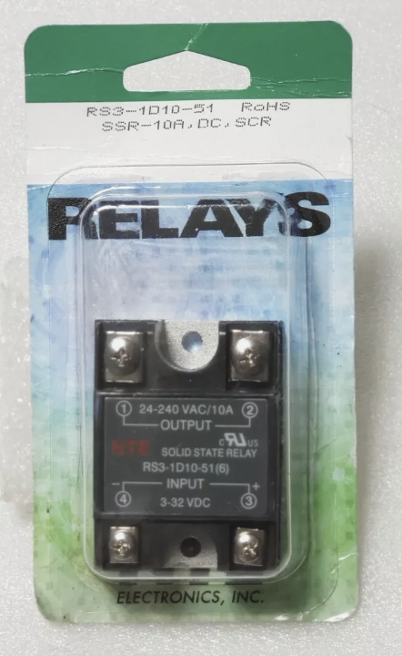 NTE RS3-1D10-51 Solid State Relay 24/240/ 10A Output 3-32VDC Input